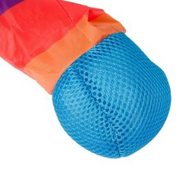 Míček měkký s dlouhým ocáskem látka 100cm duhový na kartě