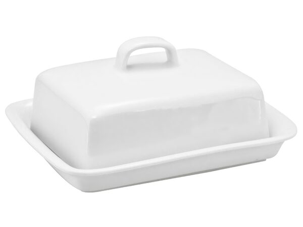 HIT Dóza na máslo porcelánová lesklá bílá 14x17x8cm HT-24302150