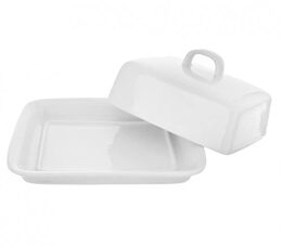 HIT Dóza na máslo porcelánová lesklá bílá 14x17x8cm HT-24302150
