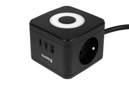 Nabíjecí stanice Huslog 12W 2xzásuvka, 2xUSB-C, 1xUSB černá