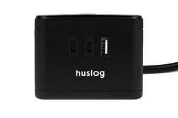 Nabíjecí stanice Huslog 12W 2xzásuvka, 2xUSB-C, 1xUSB černá