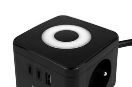 Nabíjecí stanice Huslog 12W 2xzásuvka, 2xUSB-C, 1xUSB černá