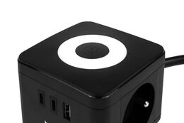 Nabíjecí stanice Huslog 12W 2xzásuvka, 2xUSB-C, 1xUSB černá