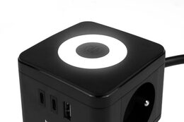 Nabíjecí stanice Huslog 12W 2xzásuvka, 2xUSB-C, 1xUSB černá