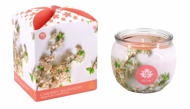 AROME svíčka vosková ve skle 90g Cherry Blossom 0327
