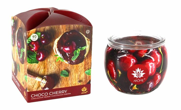 AROME svíčka vosková ve skle 90g Choco Cherry 0330