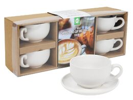 HIT Sada hrnků na cappuccino s podšálky 8 ks 250 ml HT-24302605