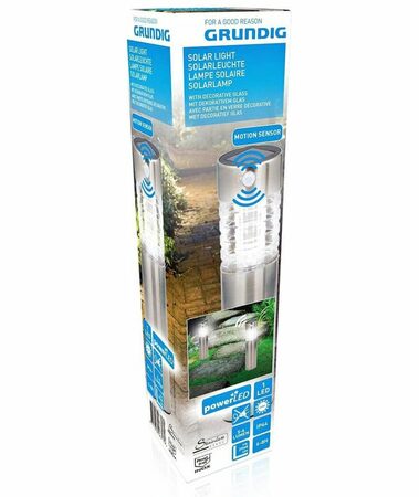 GRUNDIG Solární LED svítidlo zahradní s pohybovým senzorem 39 cm nerez ED-226127