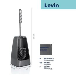 KELA WC sada LEVIN plast tmavěšedá 12x12x38 cm KL-26012