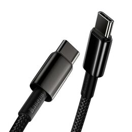 Datový kabel Baseus Tungsten Gold USB-C/USB-C 2m 100W černý
