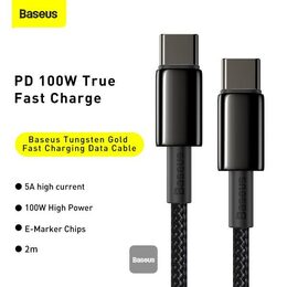 Datový kabel Baseus Tungsten Gold USB-C/USB-C 2m 100W černý