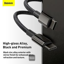 Datový kabel Baseus Tungsten Gold USB-C/USB-C 2m 100W černý