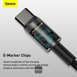 Datový kabel Baseus Tungsten Gold USB-C/USB-C 2m 100W černý