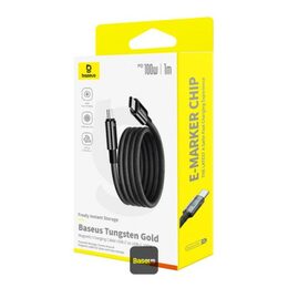 Datový magnetický kabel Baseus Tungsten Gold USB-C/USB-C 1m 100W černý
