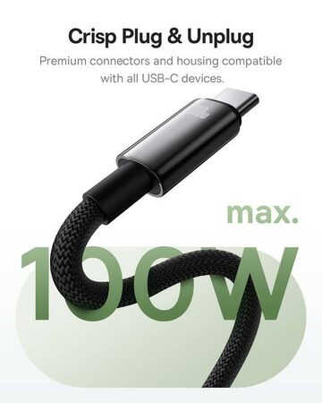 Magnetický nabíjecí kabel Baseus Tungsten USB/USB-C 1m 100W černý