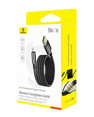 Magnetický nabíjecí kabel Baseus Tungsten USB/USB-C 1m 100W černý