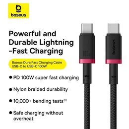 Rychlonabíjecí kabel Baseus Dura USB-C/USB-C 2m 100W červeno černý
