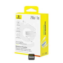 Datový kabel Baseus PicoGo magnetic USB-C/USB-C 1m 240W bílý