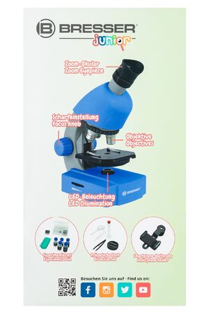 Bresser Junior 40x-640x Microscope, blue