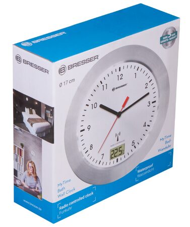 Bresser MyTime Bath Waterproof Wall Clock, white