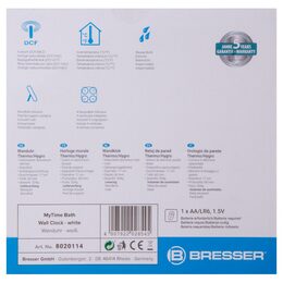 Bresser MyTime Bath Waterproof Wall Clock, white