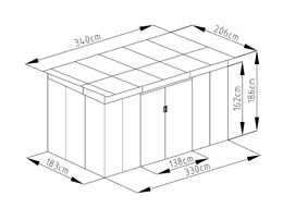 Zahradní domek G21 GRAH 700 - 340 x 206 cm, metalický šedý