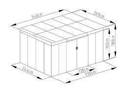 Zahradní domek G21 GRAH 915 - 340 x 269 cm, metalický šedý