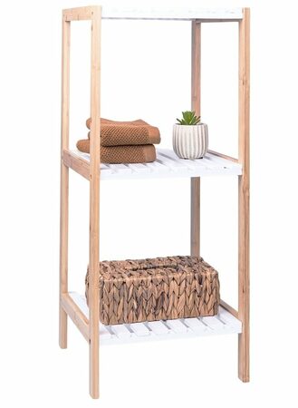 HOMESTYLING Policový regál do koupelny dřevěný 79 cm KO-784200930