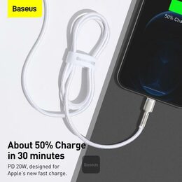 Datový kabel Baseus Cafule USB-C/Lightning PD 20W 1m bílý