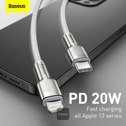 Datový kabel Baseus Cafule USB-C/Lightning PD 20W 1m bílý