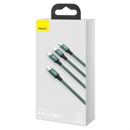 Datový kabel Baseus Rapid 3v1 USB-C/microUSB, Lightning, USB-C 1,5m PD 20W zelený
