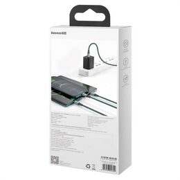 Datový kabel Baseus Rapid 3v1 USB-C/microUSB, Lightning, USB-C 1,5m PD 20W zelený
