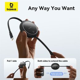 Navíjecí kabel Baseus Free2Pull USB-C/Lightning s nastavitelnou délkou až 1m 20W černý