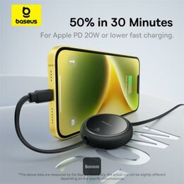 Navíjecí kabel Baseus Free2Pull USB-C/Lightning s nastavitelnou délkou až 1m 20W černý