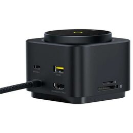 Dokovací stanice 7v1 Baseus MagPro 100W/15W Qi2, 2xUSB-C, 2xUSB, 1xHDMI, SD/microSD slot černá