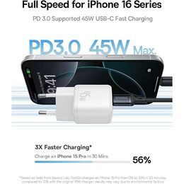 Nabíječka do sítě Baseus PicoGo 45W, 1xUSB-C bílá