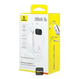 Powerbanka Baseus Qpow2 20000mAh, 30W,  s kabelem USB-C bílá