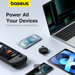 Navíjecí kabel Baseus Free2Draw USB-C/USB-C 1m 100W černý