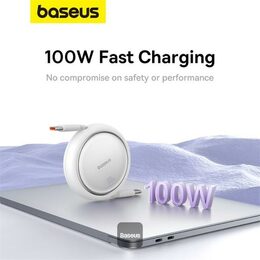 Navíjecí kabel Baseus Free2Draw USB-C/USB-C 1m 100W bílý