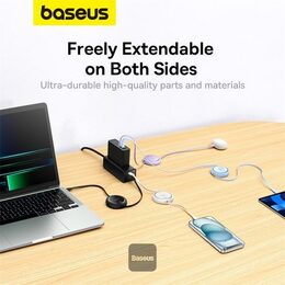 Navíjecí kabel Baseus Free2Draw USB-C/USB-C 1m 100W bílý