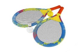 Plážová sada pálky 2ks kov/plast 27x54cm s míčkem s košíčkem barevné v síťce