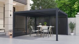 Bioklimatická pergola G21 Austin 4x4 m, antracitová hliníková