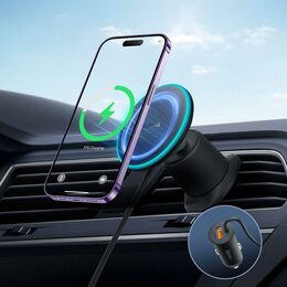 Magnetický držák Baseus do ventilační mřížky s nabíječkou USB-A 15W+25W černý