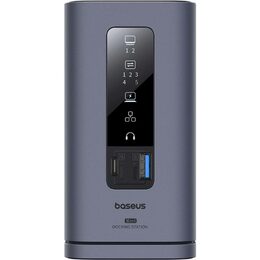 Dokovací stanice 10v1 Baseus Spacemate 100W 2xUSB-C, 4xUSB, 2xHDMI, 1xRJ45, 3,5mm jack šedá