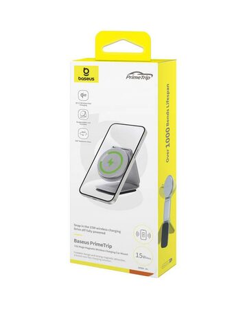 Magnetický držák do auta s bezdrátovým nabíjením Baseus PrimeTrip C02 šedý