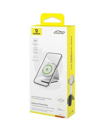 Magnetický držák do auta s bezdrátovým nabíjením Baseus PrimeTrip C02 bílý